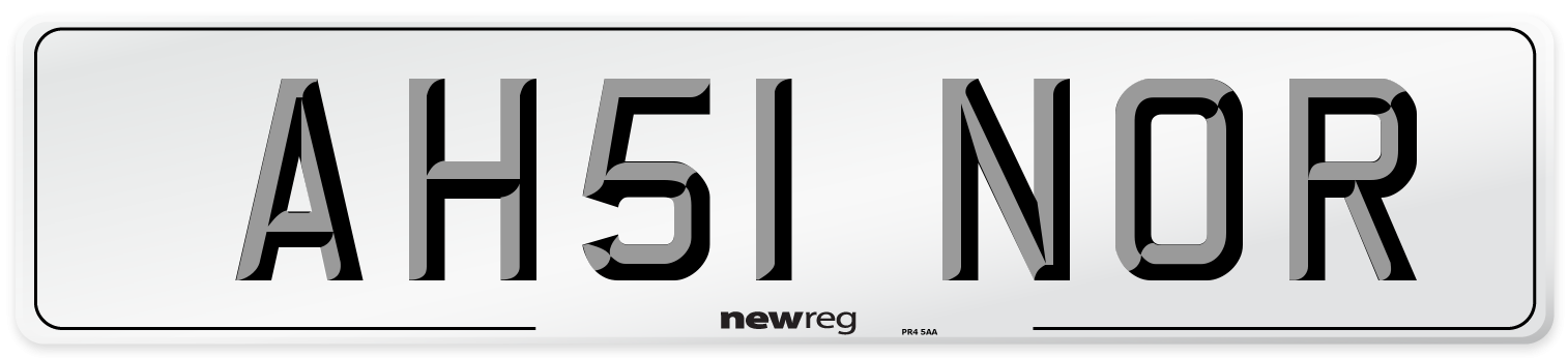 AH51 NOR Number Plate from New Reg